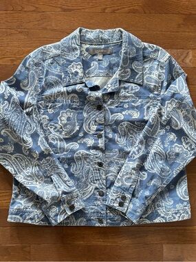 Croft & Barrow Blue Paisley Button-Up Denim Jacket